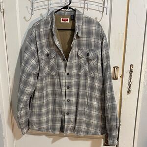 Wrangler Men's Gray Plaid Shirt Jacket